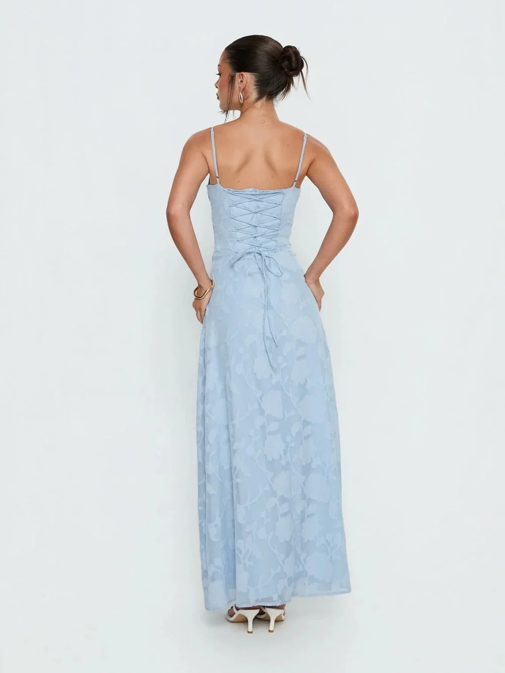 Princess Polly Members Only Maxi Dress Blue Burnout - Picture 4 of 15